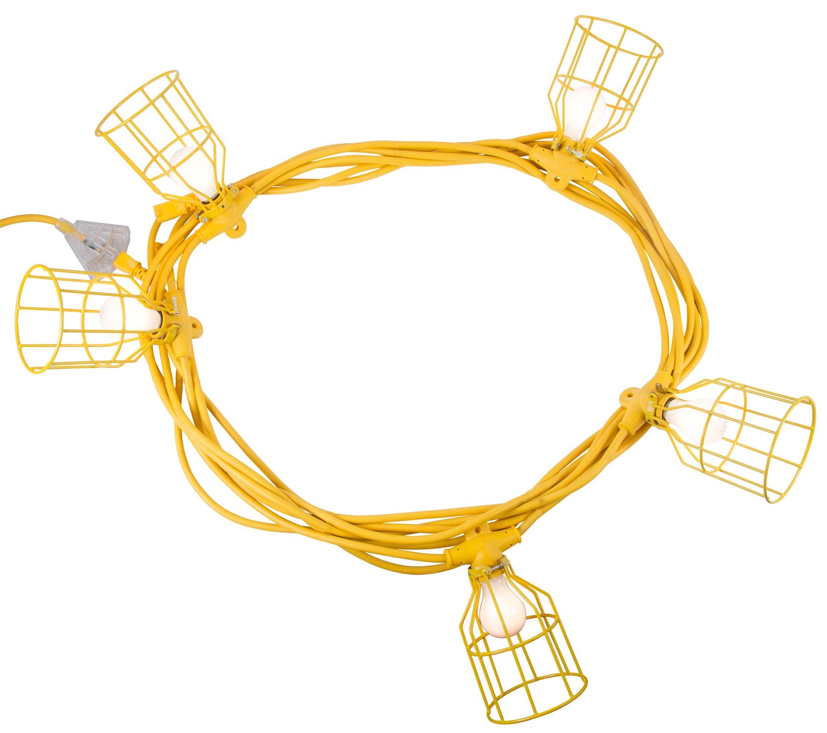 Temp Light String 12/3 50ft 15A Male & Female Metal Cage Online Hot Sale