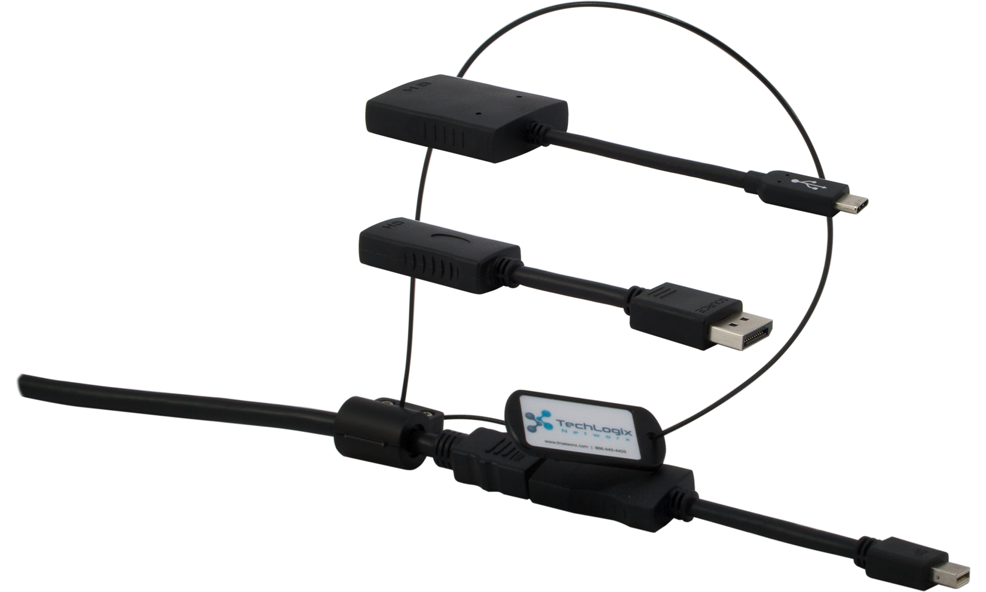Techlogix Networx TL-SMPC-007 6′ HDMI cable with attached USB-C, DisplayPort & mini-DisplayPort adapters (4K compatible) Online now
