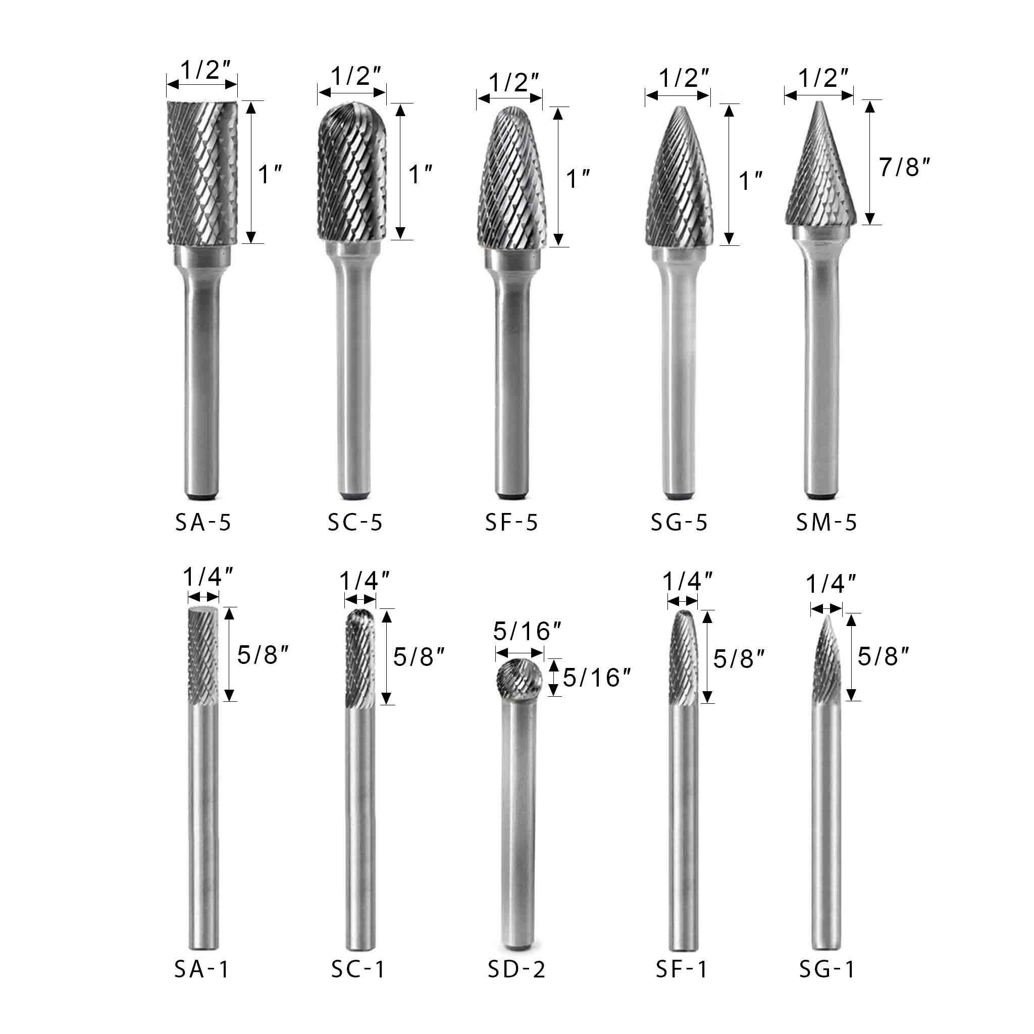 Carbide Burrs OMNI Set 02 1/4 Shank, 10Pcs Sale