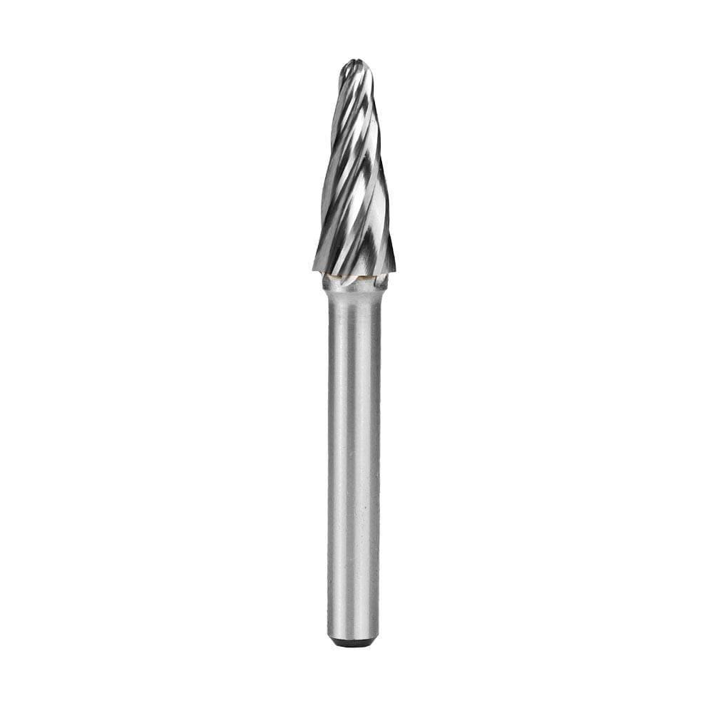 Carbide Burr SL-3NF Cone Radius End ALUMIN Range Head D 3/8 x 1L, 1/4 Shank, 2-13/16 Inch Full Length Online Sale