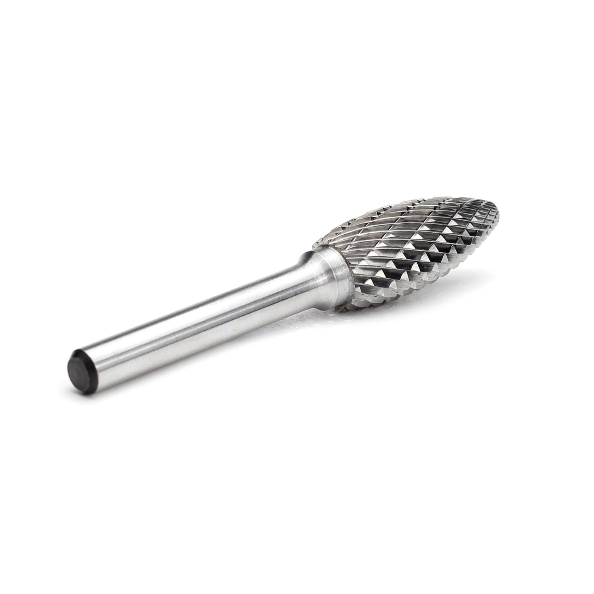Carbide Burr SH-5 Flame Shape OMNI Range Head D 1/2 x 1-1/4L ,1/4 Shank, 3 Inch Full Length on Sale