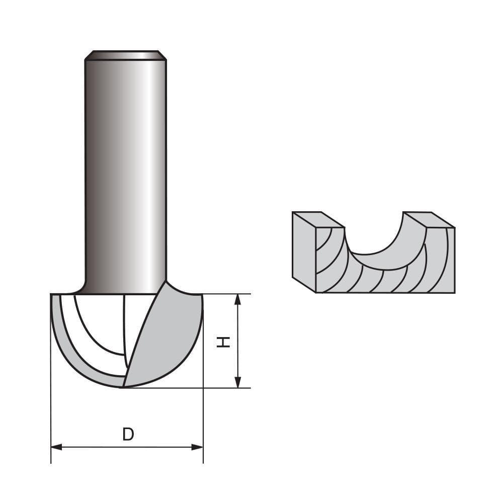 Core Box / Round Nose Router Bit-Metric Sale