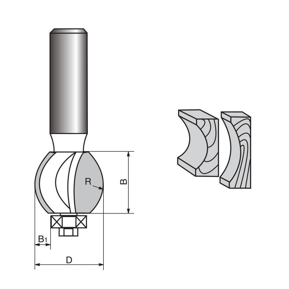 Door Lip & Finger/Drawer Pull Router bit-Core Box A Fashion