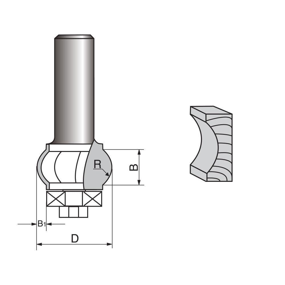 Door Lip & Finger/Drawer Pull Router bit-Core Box B on Sale