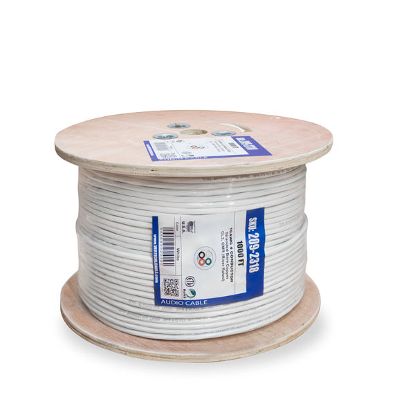 Vertical Cable 1000ft 16 Gauge In-Wall Speaker Wire – CL3 16/4, White Supply