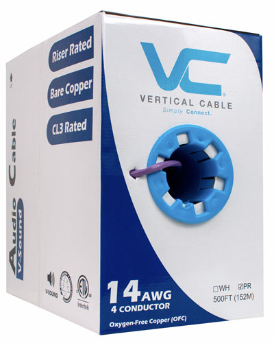 Vertical Cable Audio Cable, 14AWG, 4 Conductor, Stranded (41 Strand), 500′, PVC Jacket, Pull Box, Purple Discount