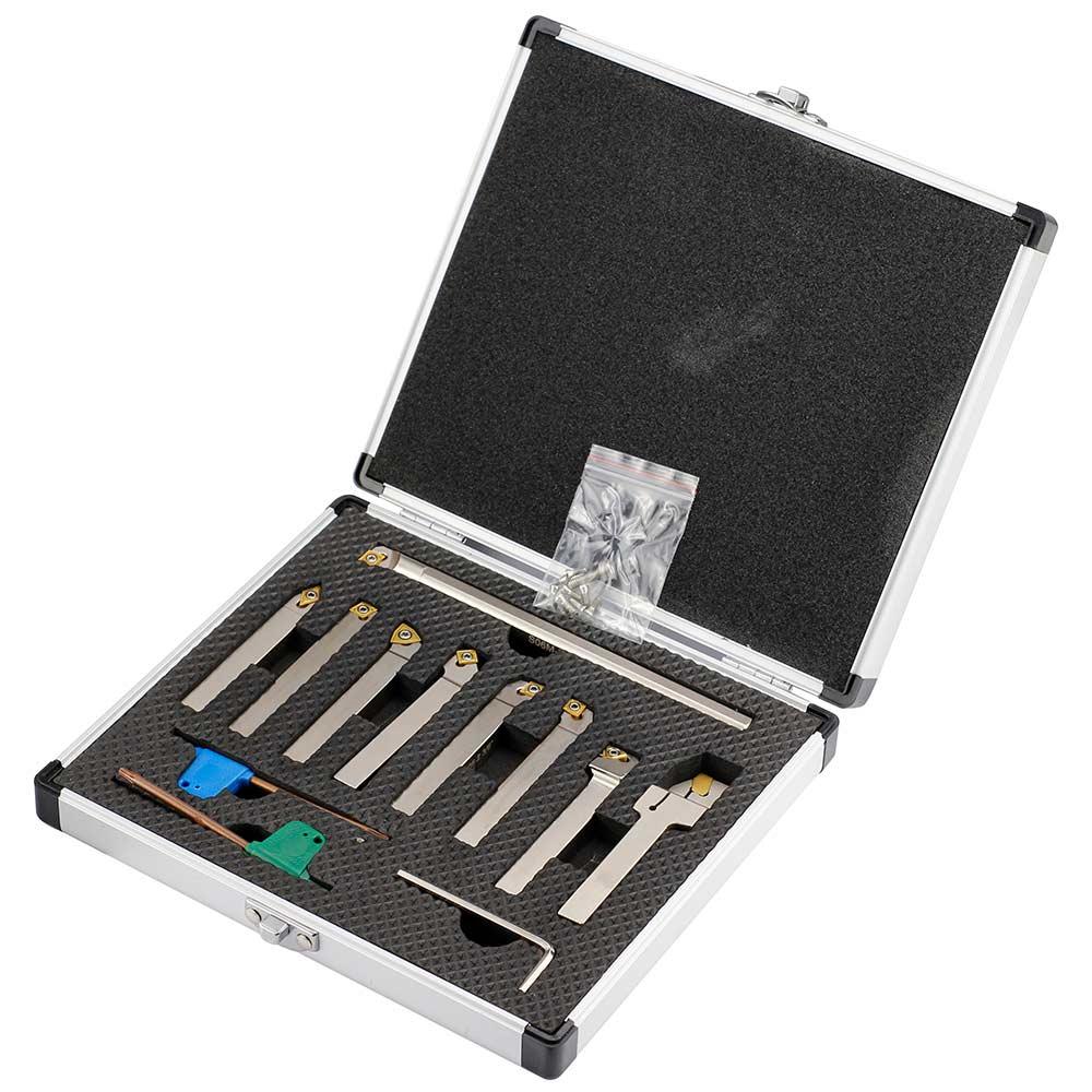 Indexable Lathe Tool 3/8in. Shank Set, 9Pcs, for Turning and Boring Hot on Sale