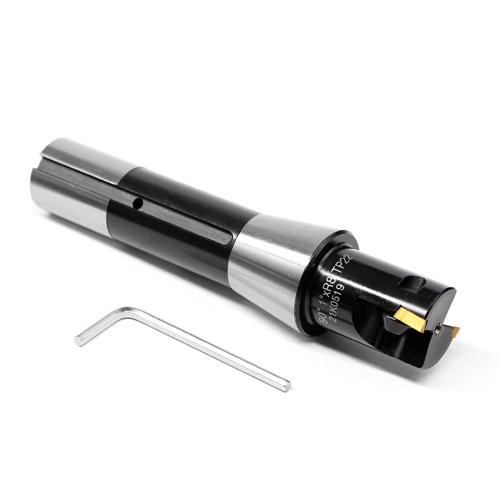 Indexable End Mill with TPG22 Carbide Insert, 1in. Cutting Dia. x R8 Shank Online Sale