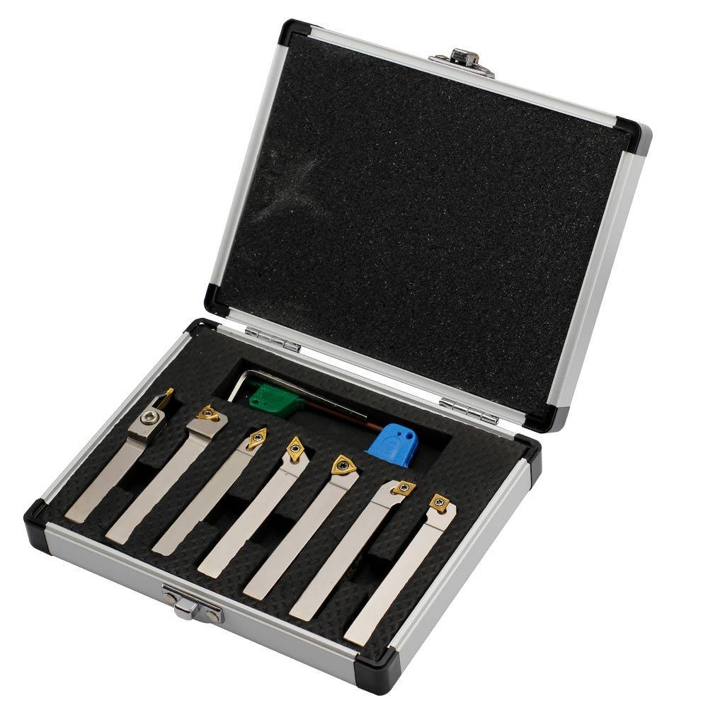 Indexable Lathe Tool Set for Turning, Parting, Grooving& Threading, 3/8Inch Shank, 7Pcs Online Sale