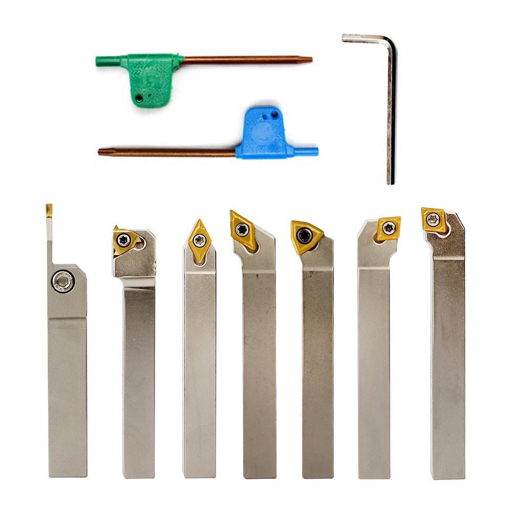 Indexable Lathe Tool Set for Turning, Parting, Grooving& Threading, 3/8Inch Shank, 7Pcs Online Sale