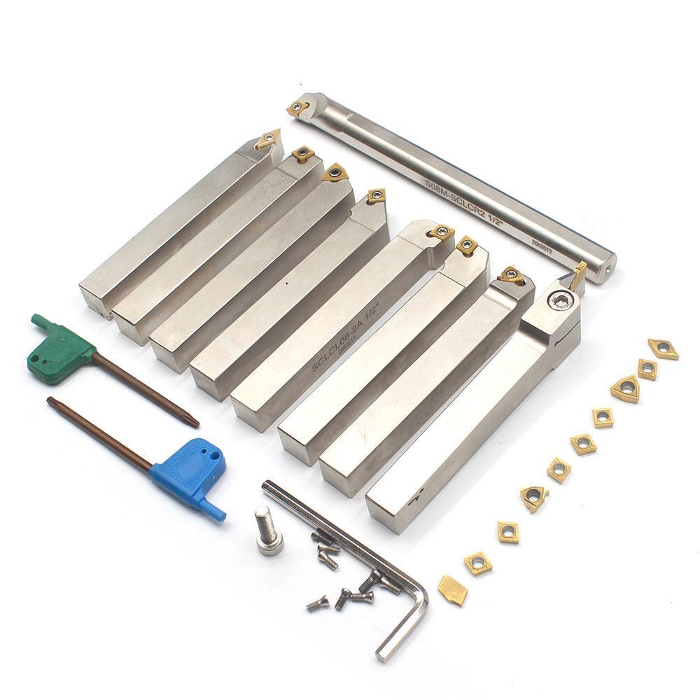 Indexable Lathe Tool Set for Turning, Parting, Grooving, Threading& Boring, 1/2Inch Shank, 9Pcs Fashion