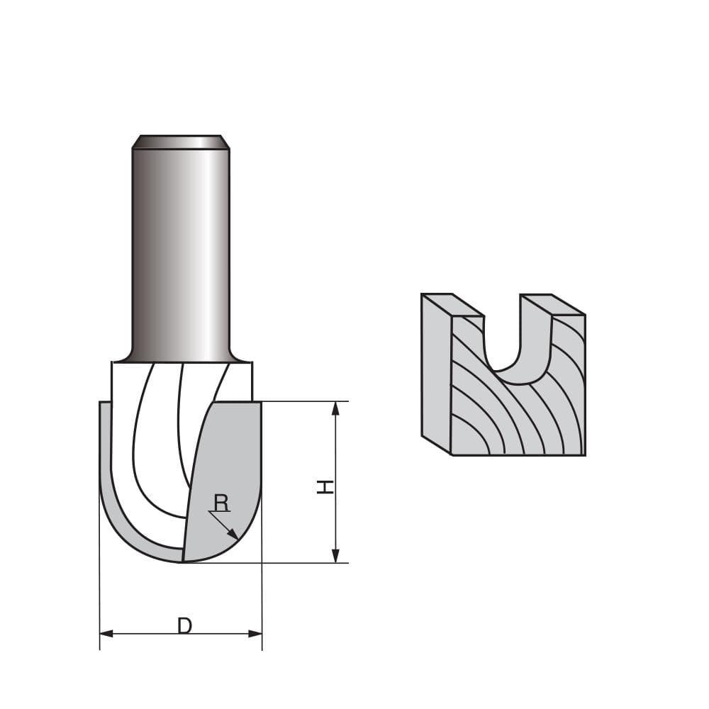 Round Nose/Core Box Router Bit Set, 4 Pieces, 1/2 Inch Shank Online Sale