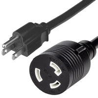 World Cord 1FT NEMA 5-15P to L5-30R 15A 125V 14awg SJT Adapter Cord – Black Supply