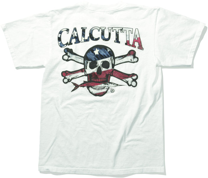 Calcutta CRWBXXL Red,White,Blue Flag T-Shirt White Short Sleeve XXL Online now