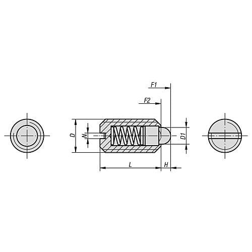 KIPP K0314.12 SPRING PLUNGER STANDARD SPRING FORCE D=M12 L=22, STAINLESS STEEL, COMP:PIN STAINLESS STEEL Online Hot Sale