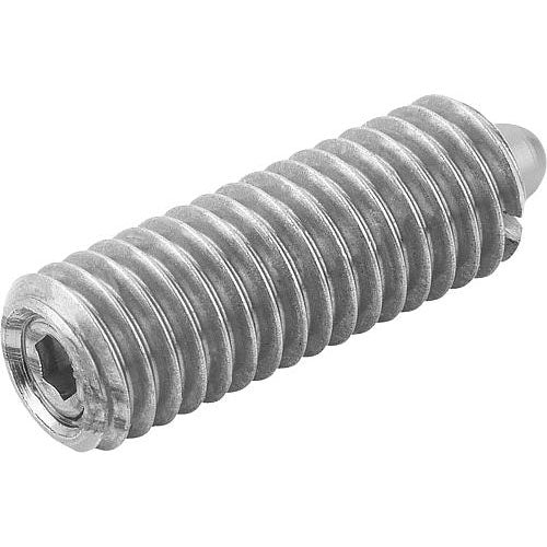 KIPP K0310.210 SPRING PLUNGER INTENSIFIED SPRING FORCE D=M10 L=19, STAINLESS STEEL, COMP:BALL STAINLESS STEEL, PU=10 Online Sale
