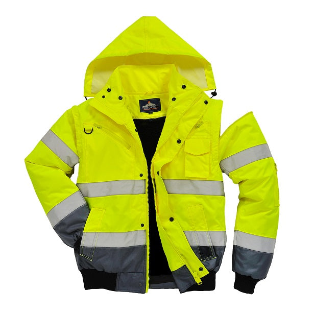 Hi-Vis Contrast Bomber Jacket Yellow/Navy Fashion