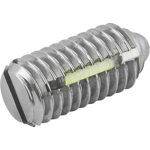 KIPP K0324.06 SPRING PLUNGER STANDARD SPRING FORCE, WITH THREAD LOCK D=M06 L=14, STAINLESS STEEL, COMP:PIN STAINLESS STEEL, PU=10 Sale