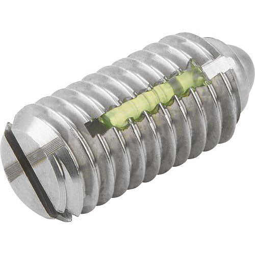 KIPP K0324.116 SPRING PLUNGER LIGHT SPRING FORCE, WITH THREAD LOCK D=M16 L=24, STAINLESS STEEL, COMP:PIN STAINLESS STEEL, PU=5 Sale