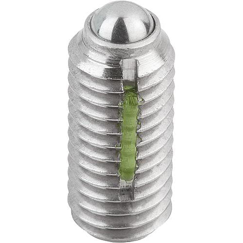 KIPP K0326.A6 SPRING PLUNGER STANDARD SPRING FORCE, WITH THREAD LOCK D=5/8-11 L=33, STAINLESS STEEL, COMP:BALL STAINLESS STEEL, PU=5 Hot on Sale
