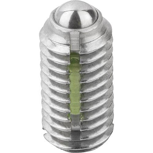 KIPP K0322.2A4 SPRING PLUNGER INTENSIFIED SPRING FORCE, WITH THREAD LOCK D=3/8-16 L=19, STAINLESS STEEL, COMP:BALL STAINLESS on Sale