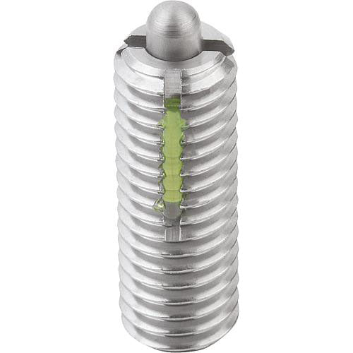 KIPP K0329.205 SPRING PLUNGER INTENSIFIED SPRING FORCE, WITH THREAD LOCK D=M05 L=18, STAINLESS STEEL, COMP:PIN STAINLESS on Sale