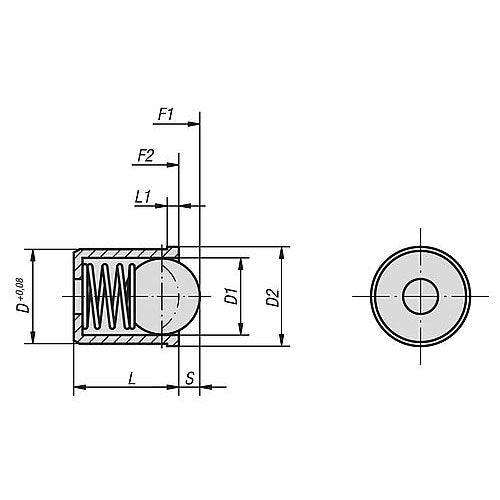 KIPP K0333.310 SPRING PLUNGER SPRING FORCE, SMOOTH VERSION, D=10 L=13,5, STAINLESS STEEL, COMP:POM, PU=25 Sale