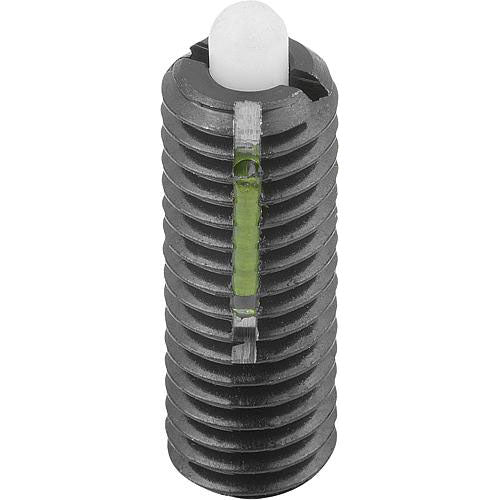 KIPP K0328.A2 SPRING PLUNGER STANDARD SPRING FORCE, WITH THREAD LOCK D=1/4-20 L=20, STEEL, COMP:PIN POM, PU=10 Supply