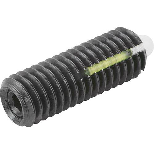 KIPP K0328.1A6 SPRING PLUNGER LIGHT SPRING FORCE, WITH THREAD LOCK D=5/8-11 L=32, STEEL, COMP:PIN POM, PU=5 Fashion