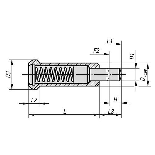 KIPP K0331.08 SPRING PLUNGER SPRING FORCE, WITH HEAD, D=8 L=24, FREE-CUTTING STEEL, COMP:PIN STEEL, PU=1 Online