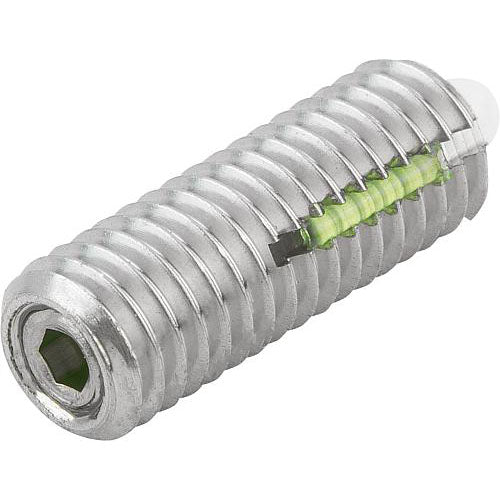 KIPP K0330.10 SPRING PLUNGER STANDARD SPRING FORCE D=M10 L=22, STAINLESS STEEL, WITH THREAD LOCK, COMP:PIN POM Online