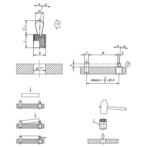 KIPP K0368.22068CU LATERAL SPRING PLUNGER, SPRING FORCE W. SEAL D=7/16, D2=7/16, L1=10, ALUMINIUM, COMP:STEEL Hot on Sale