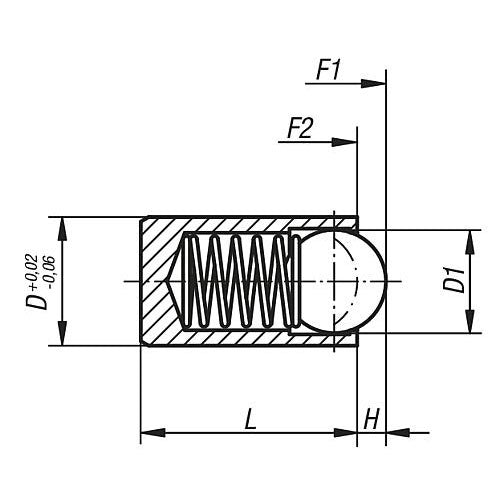 KIPP K0335.306 SPRING PLUNGER SPRING FORCE, SMOOTH VERSION, WITHOUT COLLAR, D=6 L=14, STAINLESS STEEL, COMP:POM, PU=25 Online