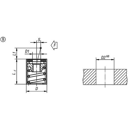 KIPP K0370.32108 LATERAL SPRING PLUNGER, SPRING FORCE WITHOUT THRUST PIN, FORM:B W. SEAL D=16,  L1=11,5, ALUMINIUM, COMP:STEEL Discount