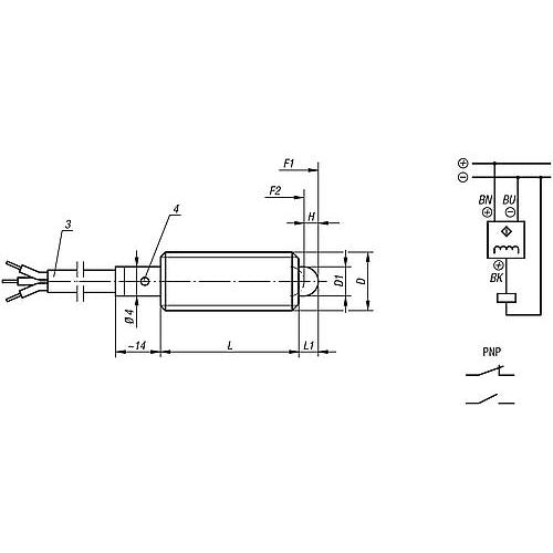 KIPP K0656.5082 SPRING PLUNGER SPRING FORCE, WITH STATUS SENSOR, NORMALLY OPEN D=M08, L=29, L1=3, STEEL, COMP:PIN STEEL, PU=1 Online Sale