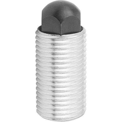 KIPP K0977.2212 SPRING PUSH-PULL PLUNGER INTENSIFIED SPRING FORCE, WITH ROTATION LOCK D=M12X1,5 L=20, FORM:H, STEEL, COMP:PIN Supply