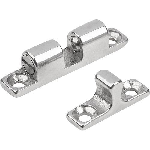 KIPP K0583.502 DOUBLE BALL CATCH, L=50, B=10, H=12,2, A=40, STAINLESS STEEL 1.4401 BLASTED, COMP:BALL STAINLESS STEEL Fashion