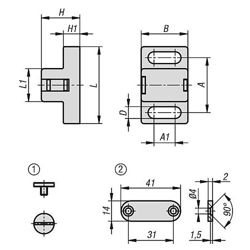 KIPP K1295.17281 MAGNETIC CATCH, A=20, POLYAMIDE BLACK, COMP:STEEL GALVANIZED, PAN HEAD SCREW M4X Online Hot Sale