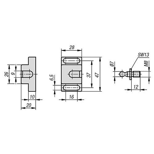 KIPP K1294.401 BALL CATCH F1=40, POLYAMIDE BLACK, COMP:STAINLESS STEEL Online Sale
