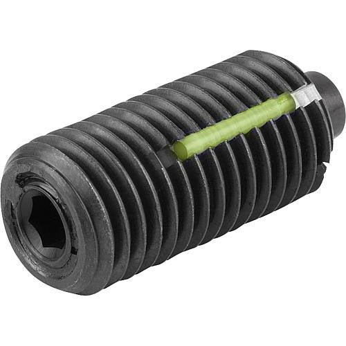 KIPP K1371.10 SPRING PLUNGER STANDARD SPRING FORCE D=M10 L=22 STEEL, FLACH, MIT GEWINDESICHERU, COMP:PIN STEEL Supply
