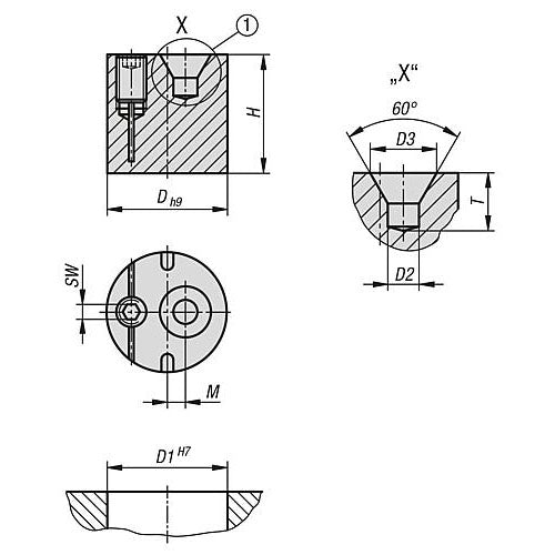 KIPP K1292.151 HOLDER ECCENTRIC D=15 H=14,8 STAINLESS STEEL, WITH CENTRE BORE, SW=2,5 Online now