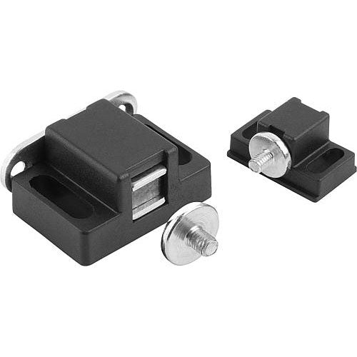 KIPP K1295.28402 MAGNETIC CATCH, A=30, POLYAMIDE BLACK, COMP:STEEL GALVANIZED, PAN HEAD SCREW M5X6 AND RETAI on Sale