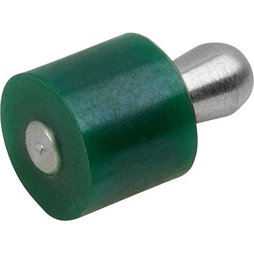 KIPP K1733.310509 LATERAL SPRING PLUNGER INTENSIFIED SPRING FORCE D=10, D2=9,9, L1=7,3, PLASTIC GREEN, COMP:STAINLESS STEEL, Supply