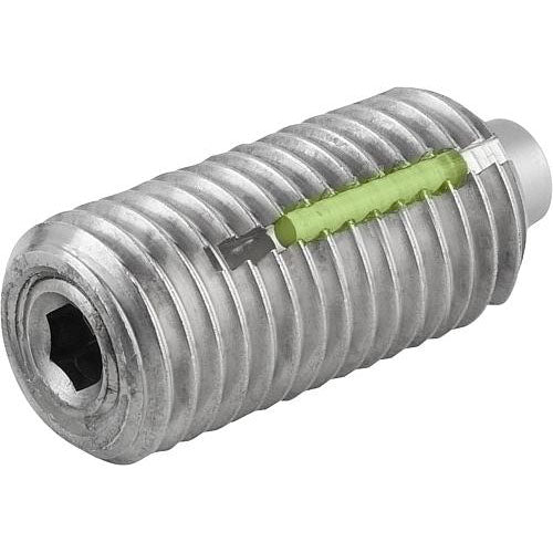 KIPP K1380.10 SPRING PLUNGER STANDARD SPRING FORCE D=M10 L=22 STAINLESS STEEL, FLACH, MIT GEWINDESICHERU, COMP:PIN STAINLESS STEEL Discount
