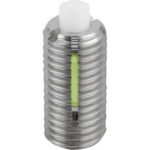 KIPP K1382.05 SPRING PLUNGER STANDARD SPRING FORCE D=M05 L=18 STAINLESS STEEL, FLACH, MIT GEWINDESICHERU, COMP:PIN POM on Sale