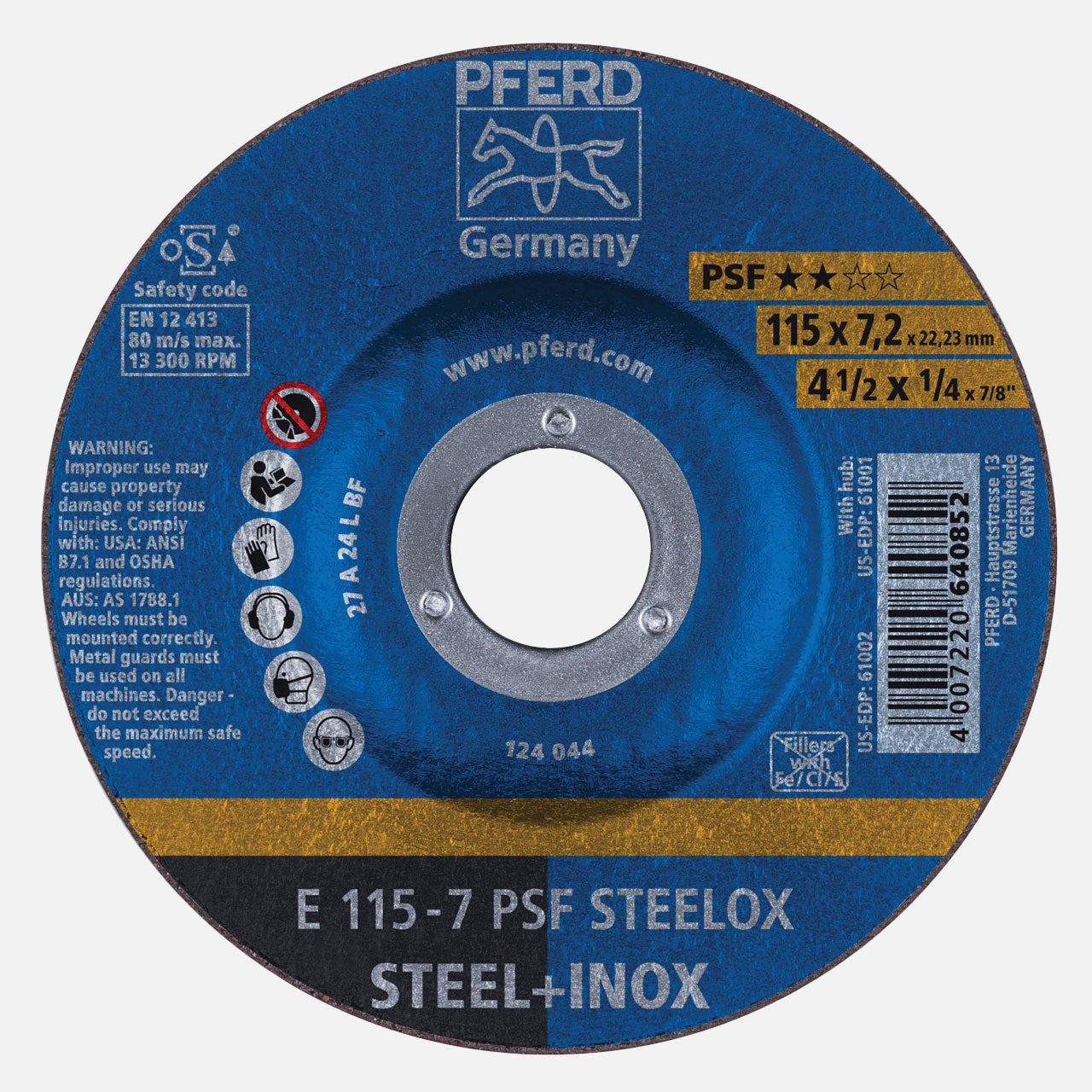 4-1/2″ x 1/4 Grinding Wheel, 7/8″ A.H. – PSF STEELOX – Type 27 (5pc) on Sale