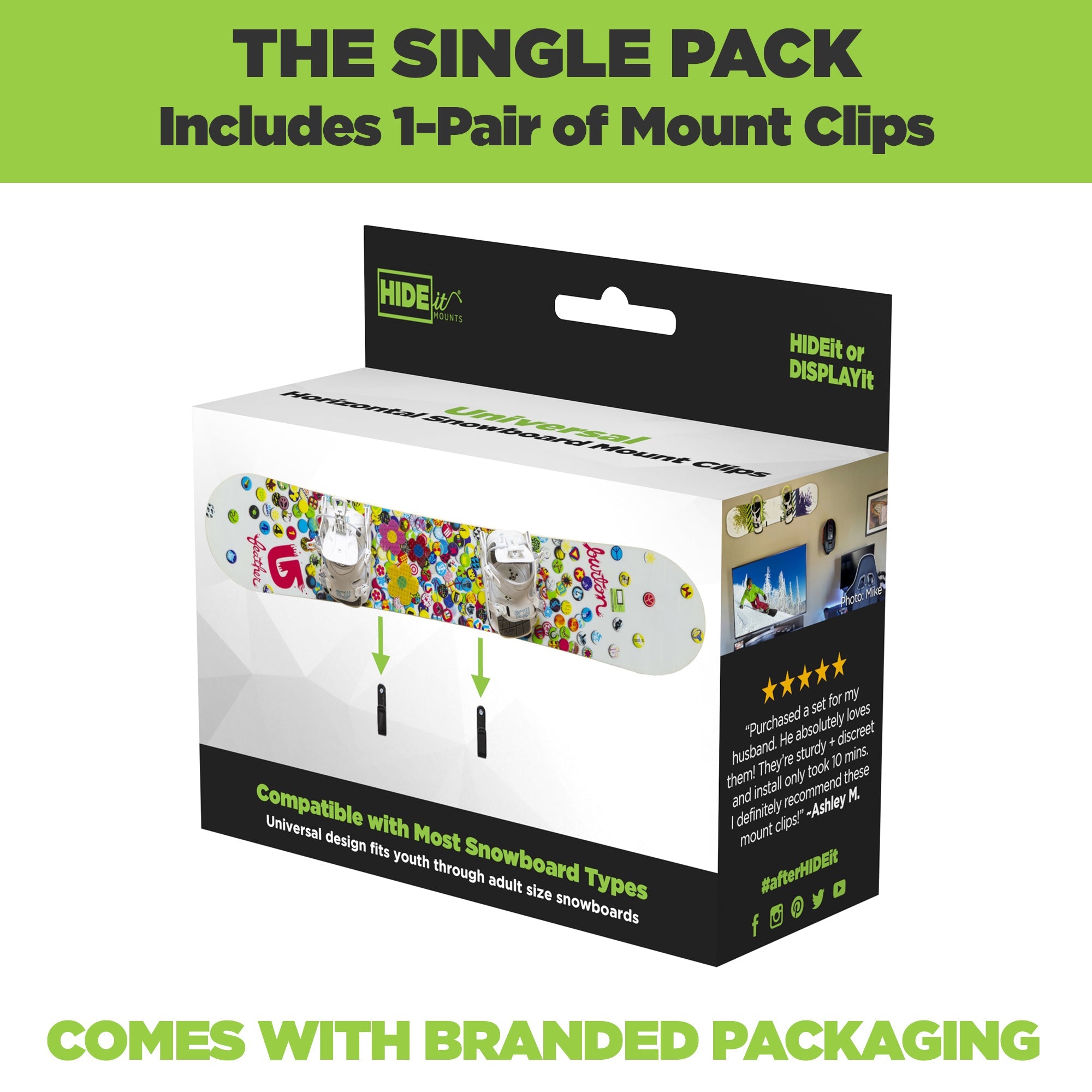 HIDEit HBoard | Horizontal Snowboard Mount Clips Supply