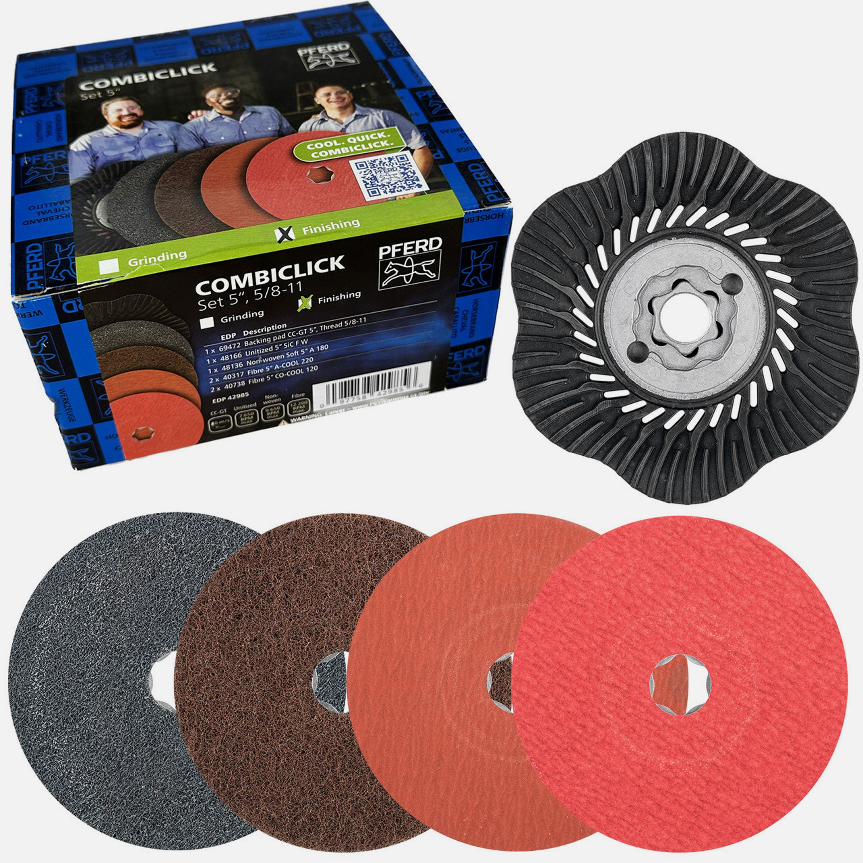 PFERD 42984 COMBICLICK 4-1/2″ 5/8-11 Finishing Set Hot on Sale