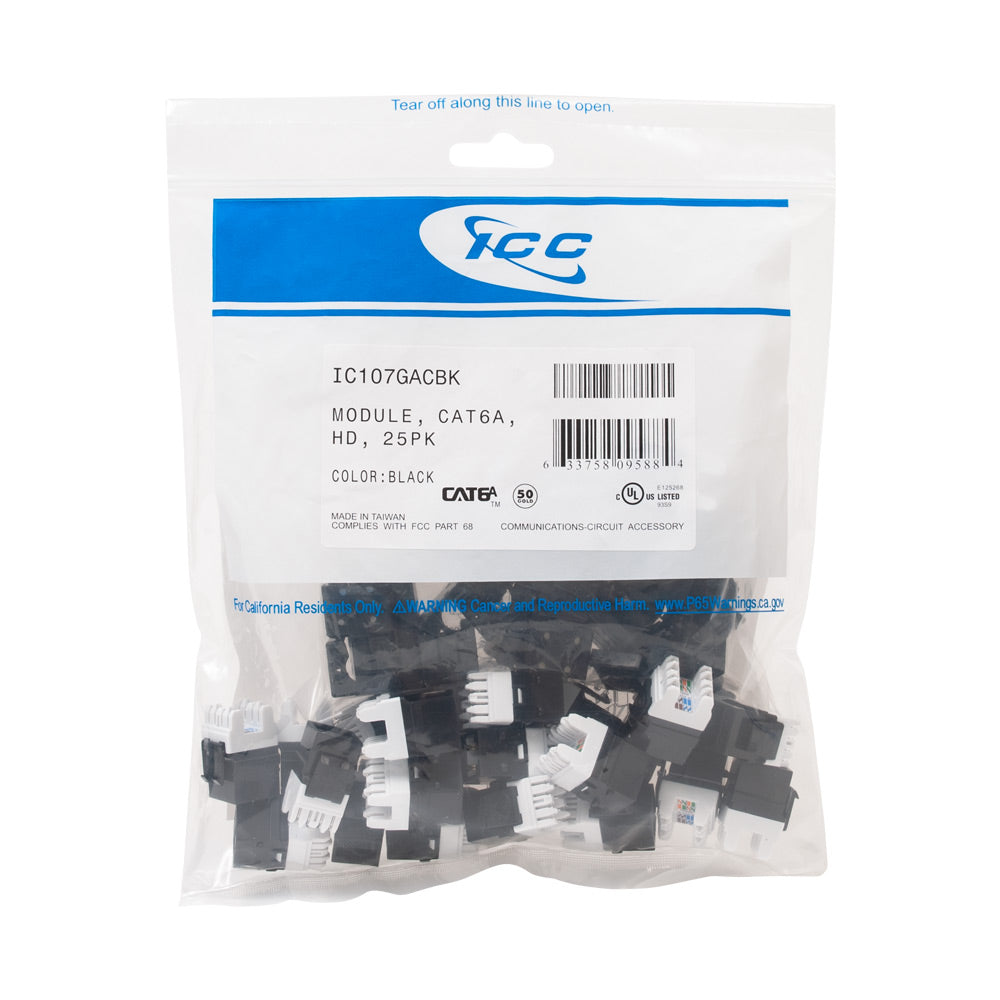 ICC Cat6A High Density Keystone Jack 25 Pack Discount
