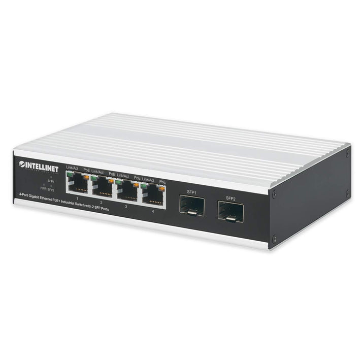 Intellinet Industrial 4-Port Gigabit Ethernet PoE+ Switch with 2 SFP Ports, 508254 Fashion